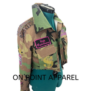 On Point Camouflage Loose Long Sleeve Big Pocket Lapel Cropped Jacket