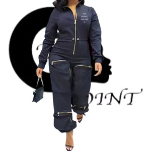 On Point Apparel Loose Fit One-piece Cargo Jumpsuit