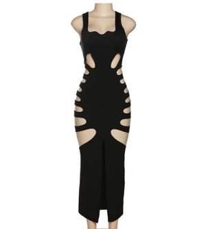 OPA Side Split Skinny Cut Out Elegant Dress