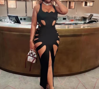 OPA Side Split Skinny Cut Out Elegant Dress