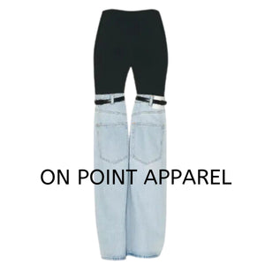 On Point Two Tone Wide Leg denim Pants