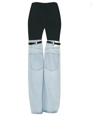 On Point Two Tone Wide Leg denim Pants