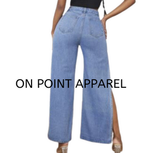 On Point Ripped Slit Wide Leg Baggy Jeans Pants