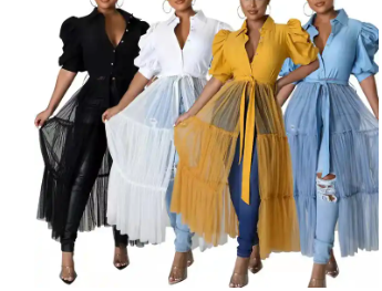 OPA Mesh Puff Sleeve Top - Shirt/Dress