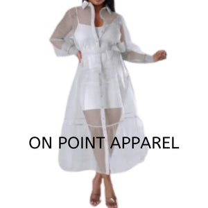 On Point Long Sleeve Mesh cover up with Mini Dress