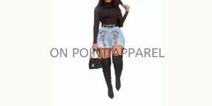 On Point Color bandage denim shorts