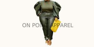 On Point 2Piece Suit Knitted Long Sleeve Top and Pant Pu Leather Outfits