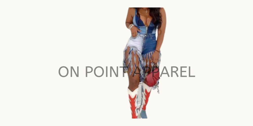 On Point Stylish two-tone fringe denim shorts