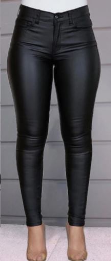 On Point-PU Leather Pants Black Stretch with Haigh waist