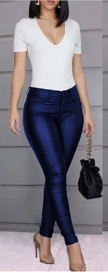 On Point-PU Leather Pants Black Stretch with Haigh waist