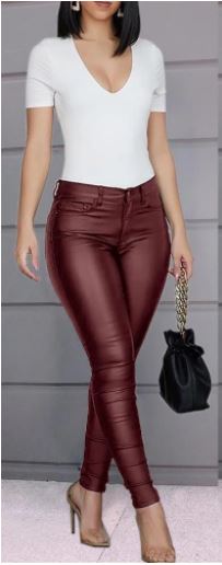 On Point-PU Leather Pants Black Stretch with Haigh waist