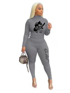 On Point women lounge wear two-piece turtleneck t-shirt and leggings