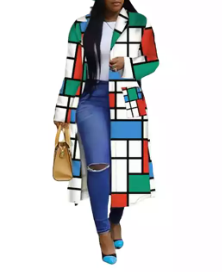 On Point Color Block Long Style Trench Cardigan