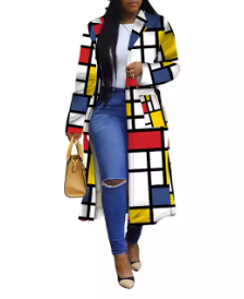 On Point Color Block Long Style Trench Cardigan