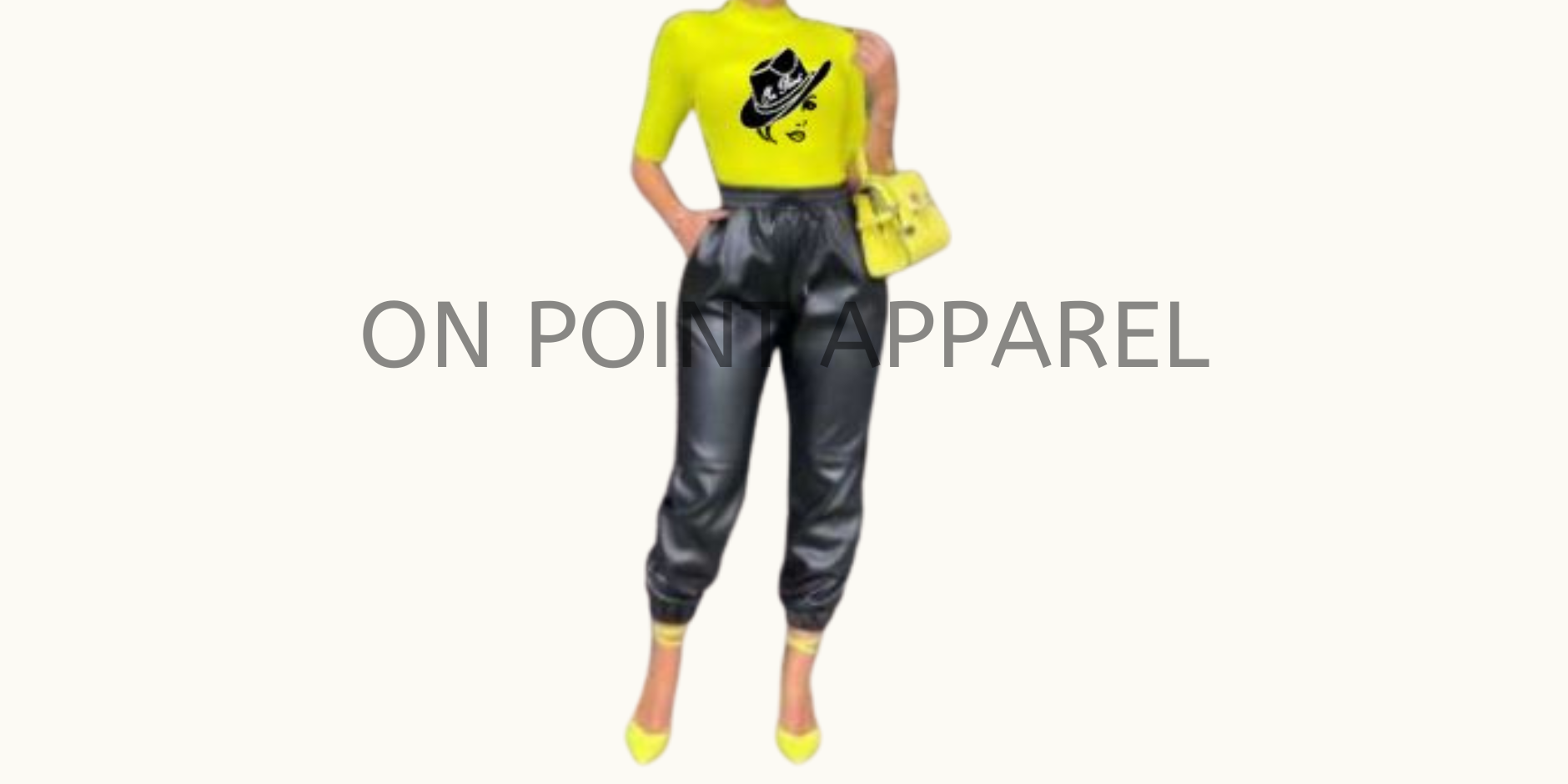 On Point high waist PU leather jogger pants slim fit