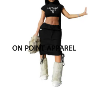 On Point Short Sleeve Crop Top Cargo Skirt with pockets 2pc set