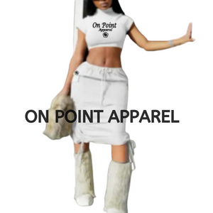 On Point Short Sleeve Crop Top Cargo Skirt with pockets 2pc set