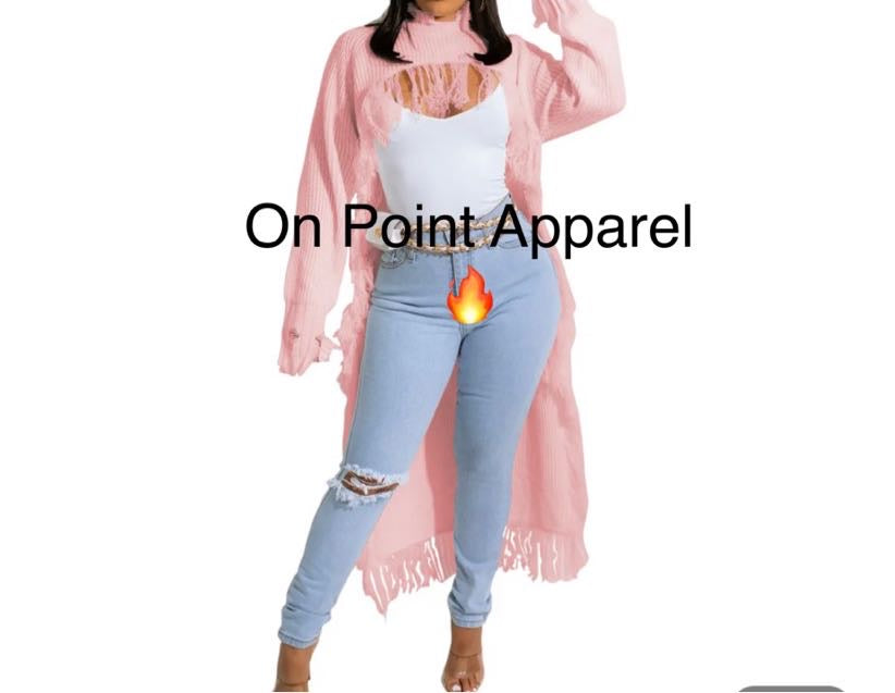 OPA Tassel Knit Long Open Front Cardigan Sweaters