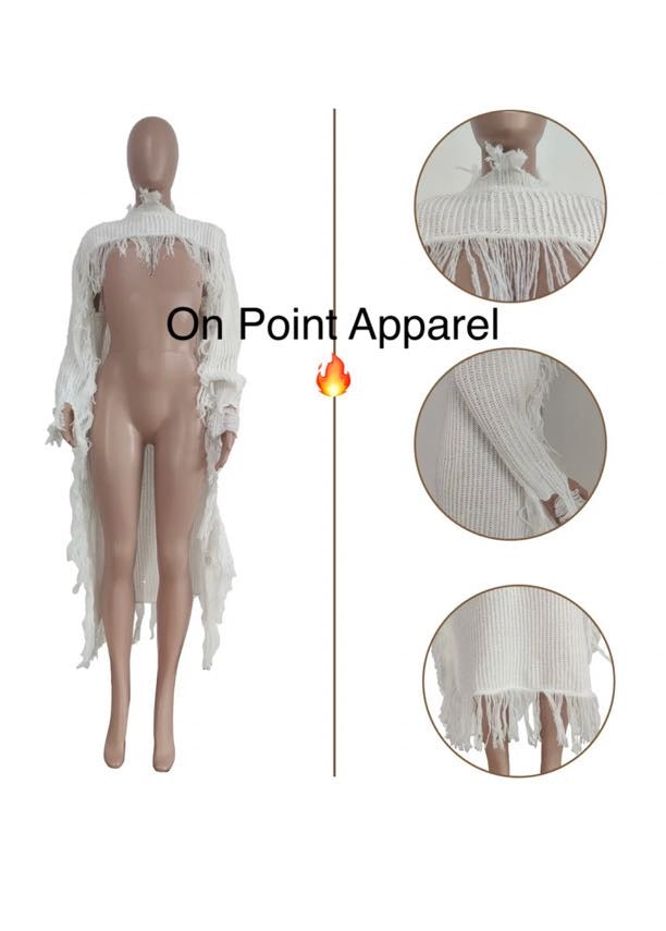 OPA Tassel Knit Long Open Front Cardigan Sweaters
